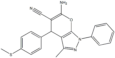 6-amino-3-methyl-4-[4-(methylsulfanyl)phenyl]-1-phenyl-1,4-dihydropyrano[2,3-c]pyrazole-5-carbonitrile Structure