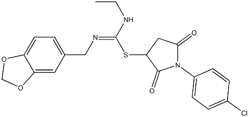 1-(4-chlorophenyl)-2,5-dioxo-3-pyrrolidinyl N'-(1,3-benzodioxol-5-ylmethyl)-N-ethylimidothiocarbamate Structure