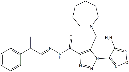 1-(4-amino-1,2,5-oxadiazol-3-yl)-5-(1-azepanylmethyl)-N'-(2-phenylpropylidene)-1H-1,2,3-triazole-4-carbohydrazide 구조식 이미지