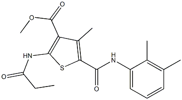 methyl 5-{[(2,3-dimethylphenyl)amino]carbonyl}-4-methyl-2-(propanoylamino)thiophene-3-carboxylate 구조식 이미지