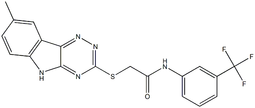 2-[(8-methyl-5H-[1,2,4]triazino[5,6-b]indol-3-yl)sulfanyl]-N-[3-(trifluoromethyl)phenyl]acetamide Structure