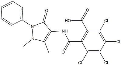 2,3,4,5-tetrachloro-6-{[(1,5-dimethyl-3-oxo-2-phenyl-2,3-dihydro-1H-pyrazol-4-yl)amino]carbonyl}benzoic acid 구조식 이미지