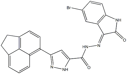 N'-(5-bromo-2-oxo-1,2-dihydro-3H-indol-3-ylidene)-3-(1,2-dihydro-5-acenaphthylenyl)-1H-pyrazole-5-carbohydrazide 구조식 이미지