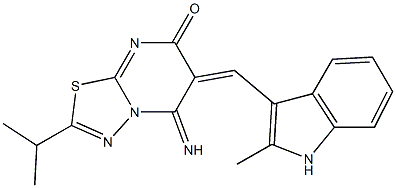 5-imino-2-isopropyl-6-[(2-methyl-1H-indol-3-yl)methylene]-5,6-dihydro-7H-[1,3,4]thiadiazolo[3,2-a]pyrimidin-7-one Structure