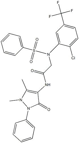 2-[2-chloro(phenylsulfonyl)-5-(trifluoromethyl)anilino]-N-(1,5-dimethyl-3-oxo-2-phenyl-2,3-dihydro-1H-pyrazol-4-yl)acetamide Structure