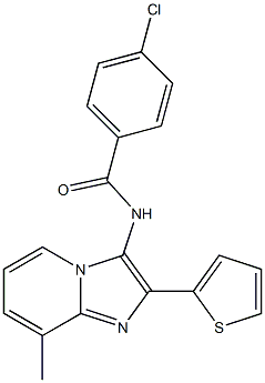 4-chloro-N-[8-methyl-2-(2-thienyl)imidazo[1,2-a]pyridin-3-yl]benzamide Structure