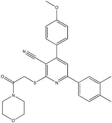 6-(3,4-dimethylphenyl)-4-(4-methoxyphenyl)-2-{[2-(4-morpholinyl)-2-oxoethyl]sulfanyl}nicotinonitrile 구조식 이미지