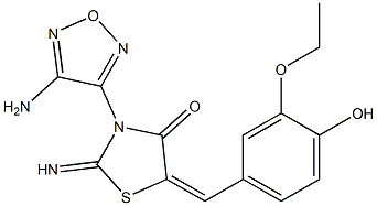 3-(4-amino-1,2,5-oxadiazol-3-yl)-5-(3-ethoxy-4-hydroxybenzylidene)-2-imino-1,3-thiazolidin-4-one 구조식 이미지