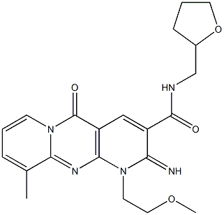 2-imino-1-(2-methoxyethyl)-10-methyl-5-oxo-N-(tetrahydrofuran-2-ylmethyl)-1,5-dihydro-2H-dipyrido[1,2-a:2,3-d]pyrimidine-3-carboxamide 구조식 이미지