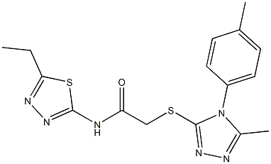 N-(5-ethyl-1,3,4-thiadiazol-2-yl)-2-{[5-methyl-4-(4-methylphenyl)-4H-1,2,4-triazol-3-yl]sulfanyl}acetamide 구조식 이미지