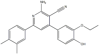 2-amino-6-(3,4-dimethylphenyl)-4-(3-ethoxy-4-hydroxyphenyl)nicotinonitrile 구조식 이미지