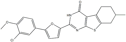 2-[5-(3-chloro-4-methoxyphenyl)-2-furyl]-7-methyl-5,6,7,8-tetrahydro[1]benzothieno[2,3-d]pyrimidin-4(3H)-one Structure