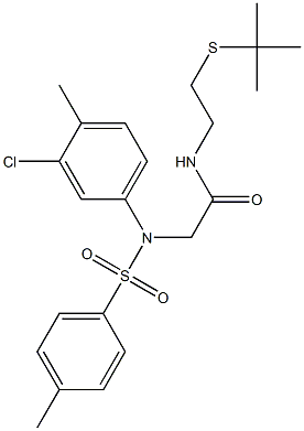 N-[2-(tert-butylsulfanyl)ethyl]-2-{3-chloro-4-methyl[(4-methylphenyl)sulfonyl]anilino}acetamide Structure