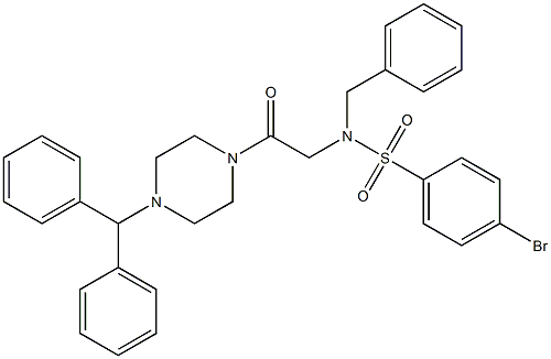 N-[2-(4-benzhydryl-1-piperazinyl)-2-oxoethyl]-N-benzyl-4-bromobenzenesulfonamide Structure