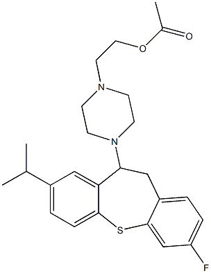 2-[4-(3-fluoro-8-isopropyl-10,11-dihydrodibenzo[b,f]thiepin-10-yl)-1-piperazinyl]ethyl acetate 구조식 이미지