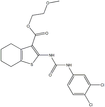 2-methoxyethyl 2-{[(3,4-dichloroanilino)carbonyl]amino}-4,5,6,7-tetrahydro-1-benzothiophene-3-carboxylate 구조식 이미지