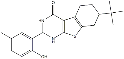 7-tert-butyl-2-(2-hydroxy-5-methylphenyl)-2,3,5,6,7,8-hexahydro[1]benzothieno[2,3-d]pyrimidin-4(1H)-one 구조식 이미지