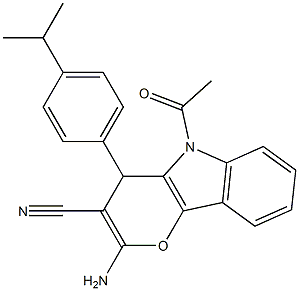 5-acetyl-2-amino-4-(4-isopropylphenyl)-4,5-dihydropyrano[3,2-b]indole-3-carbonitrile 구조식 이미지