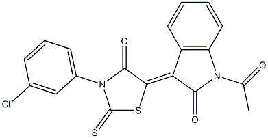 1-acetyl-3-[3-(3-chlorophenyl)-4-oxo-2-thioxo-1,3-thiazolidin-5-ylidene]-1,3-dihydro-2H-indol-2-one 구조식 이미지