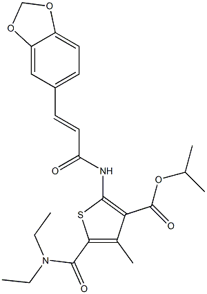 isopropyl 2-{[3-(1,3-benzodioxol-5-yl)acryloyl]amino}-5-[(diethylamino)carbonyl]-4-methyl-3-thiophenecarboxylate Structure