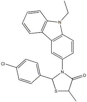 2-(4-chlorophenyl)-3-(9-ethyl-9H-carbazol-3-yl)-5-methyl-1,3-thiazolidin-4-one Structure