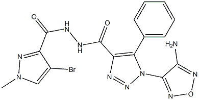 1-(4-amino-1,2,5-oxadiazol-3-yl)-N'-[(4-bromo-1-methyl-1H-pyrazol-3-yl)carbonyl]-5-phenyl-1H-1,2,3-triazole-4-carbohydrazide 구조식 이미지