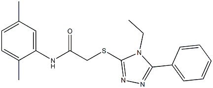 N-(2,5-dimethylphenyl)-2-[(4-ethyl-5-phenyl-4H-1,2,4-triazol-3-yl)sulfanyl]acetamide 구조식 이미지