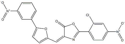 2-{2-chloro-4-nitrophenyl}-4-[(5-{3-nitrophenyl}-2-furyl)methylene]-1,3-oxazol-5(4H)-one Structure