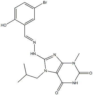 5-bromo-2-hydroxybenzaldehyde [3-methyl-7-(2-methylpropyl)-2,6-dioxo-2,3,6,7-tetrahydro-1H-purin-8-yl]hydrazone Structure