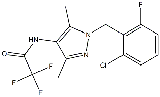 N-[1-(2-chloro-6-fluorobenzyl)-3,5-dimethyl-1H-pyrazol-4-yl]-2,2,2-trifluoroacetamide 구조식 이미지