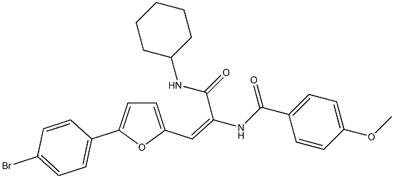 N-{2-[5-(4-bromophenyl)-2-furyl]-1-[(cyclohexylamino)carbonyl]vinyl}-4-methoxybenzamide 구조식 이미지