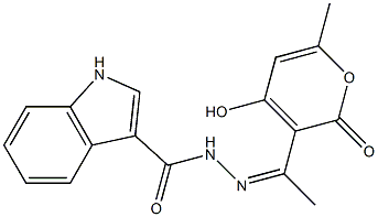N'-[1-(4-hydroxy-6-methyl-2-oxo-2H-pyran-3-yl)ethylidene]-1H-indole-3-carbohydrazide 구조식 이미지