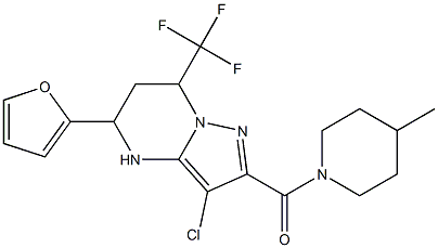 3-chloro-5-(2-furyl)-2-[(4-methyl-1-piperidinyl)carbonyl]-7-(trifluoromethyl)-4,5,6,7-tetrahydropyrazolo[1,5-a]pyrimidine 구조식 이미지