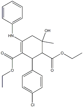 diethyl 4-anilino-2-(4-chlorophenyl)-6-hydroxy-6-methyl-3-cyclohexene-1,3-dicarboxylate Structure