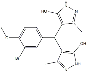 4-[(3-bromo-4-methoxyphenyl)(5-hydroxy-3-methyl-1H-pyrazol-4-yl)methyl]-3-methyl-1H-pyrazol-5-ol 구조식 이미지