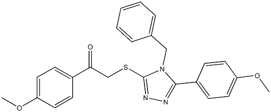 2-{[4-benzyl-5-(4-methoxyphenyl)-4H-1,2,4-triazol-3-yl]sulfanyl}-1-(4-methoxyphenyl)ethanone 구조식 이미지