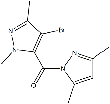 4-bromo-5-[(3,5-dimethyl-1H-pyrazol-1-yl)carbonyl]-1,3-dimethyl-1H-pyrazole 구조식 이미지