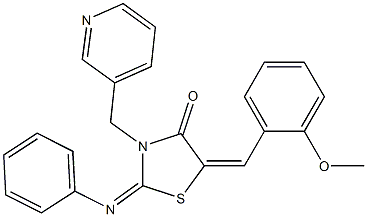 5-(2-methoxybenzylidene)-2-(phenylimino)-3-(3-pyridinylmethyl)-1,3-thiazolidin-4-one 구조식 이미지