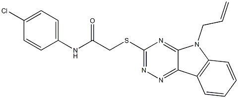 2-[(5-allyl-5H-[1,2,4]triazino[5,6-b]indol-3-yl)sulfanyl]-N-(4-chlorophenyl)acetamide 구조식 이미지