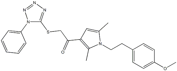 1-{1-[2-(4-methoxyphenyl)ethyl]-2,5-dimethyl-1H-pyrrol-3-yl}-2-[(1-phenyl-1H-tetraazol-5-yl)sulfanyl]ethanone 구조식 이미지