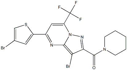 3-bromo-5-(4-bromo-2-thienyl)-2-(1-piperidinylcarbonyl)-7-(trifluoromethyl)pyrazolo[1,5-a]pyrimidine 구조식 이미지
