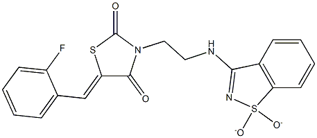3-{2-[(1,1-dioxido-1,2-benzisothiazol-3-yl)amino]ethyl}-5-(2-fluorobenzylidene)-1,3-thiazolidine-2,4-dione Structure