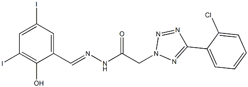 2-[5-(2-chlorophenyl)-2H-tetraazol-2-yl]-N'-(2-hydroxy-3,5-diiodobenzylidene)acetohydrazide Structure