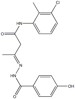 N-(3-chloro-2-methylphenyl)-3-[(4-hydroxybenzoyl)hydrazono]butanamide Structure