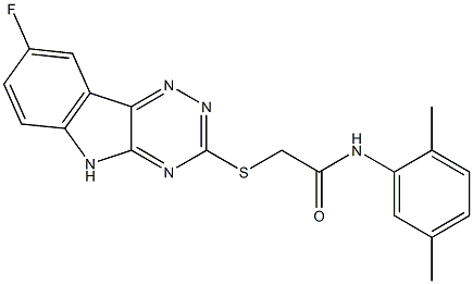 N-(2,5-dimethylphenyl)-2-[(8-fluoro-5H-[1,2,4]triazino[5,6-b]indol-3-yl)sulfanyl]acetamide 구조식 이미지