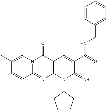 N-benzyl-1-cyclopentyl-2-imino-8-methyl-5-oxo-1,5-dihydro-2H-dipyrido[1,2-a:2,3-d]pyrimidine-3-carboxamide 구조식 이미지