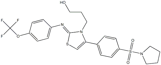 3-(4-[4-(1-pyrrolidinylsulfonyl)phenyl]-2-{[4-(trifluoromethoxy)phenyl]imino}-1,3-thiazol-3(2H)-yl)-1-propanol Structure