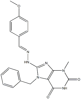 4-methoxybenzaldehyde (7-benzyl-3-methyl-2,6-dioxo-2,3,6,7-tetrahydro-1H-purin-8-yl)hydrazone Structure