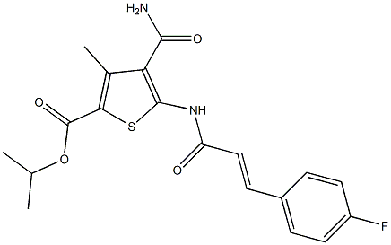 isopropyl 4-(aminocarbonyl)-5-{[3-(4-fluorophenyl)acryloyl]amino}-3-methyl-2-thiophenecarboxylate 구조식 이미지