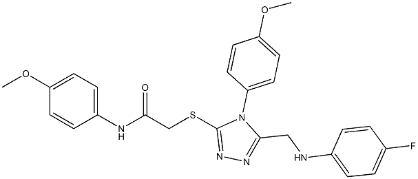 2-{[5-[(4-fluoroanilino)methyl]-4-(4-methoxyphenyl)-4H-1,2,4-triazol-3-yl]sulfanyl}-N-(4-methoxyphenyl)acetamide 구조식 이미지